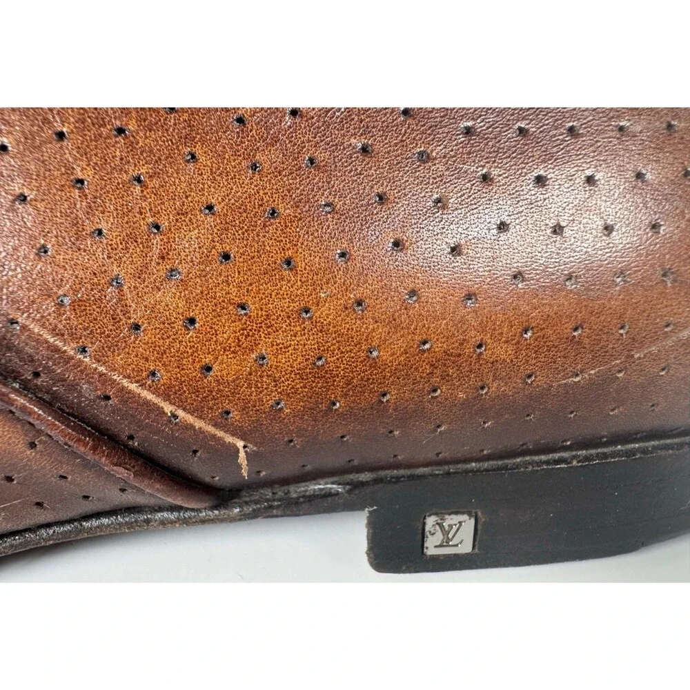 Louis Vuitton Brown Perforated Leather Men's Oxford Dress Shoes US 8.5